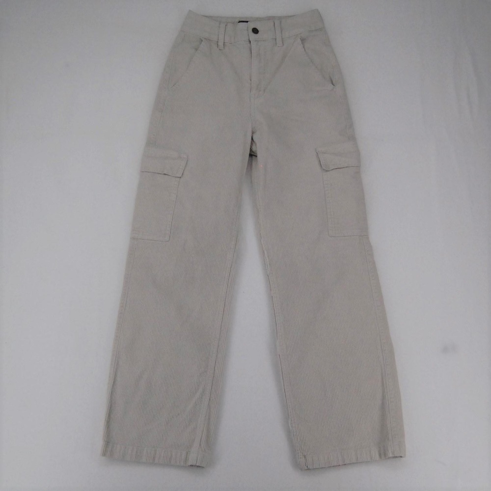Hollister Ultra‎ High-Rise Baggy Pants Womens 25 Beige Corduroy Cargo Wide Leg